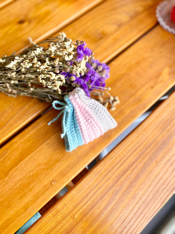 bags. by clarise: Tiny Bliss Pouch (Turquoise/Soft Pink/Light Grey)