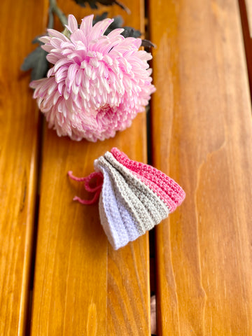 bags. by clarise: Tiny Bliss Pouch (White/Grey/Bright Pink)